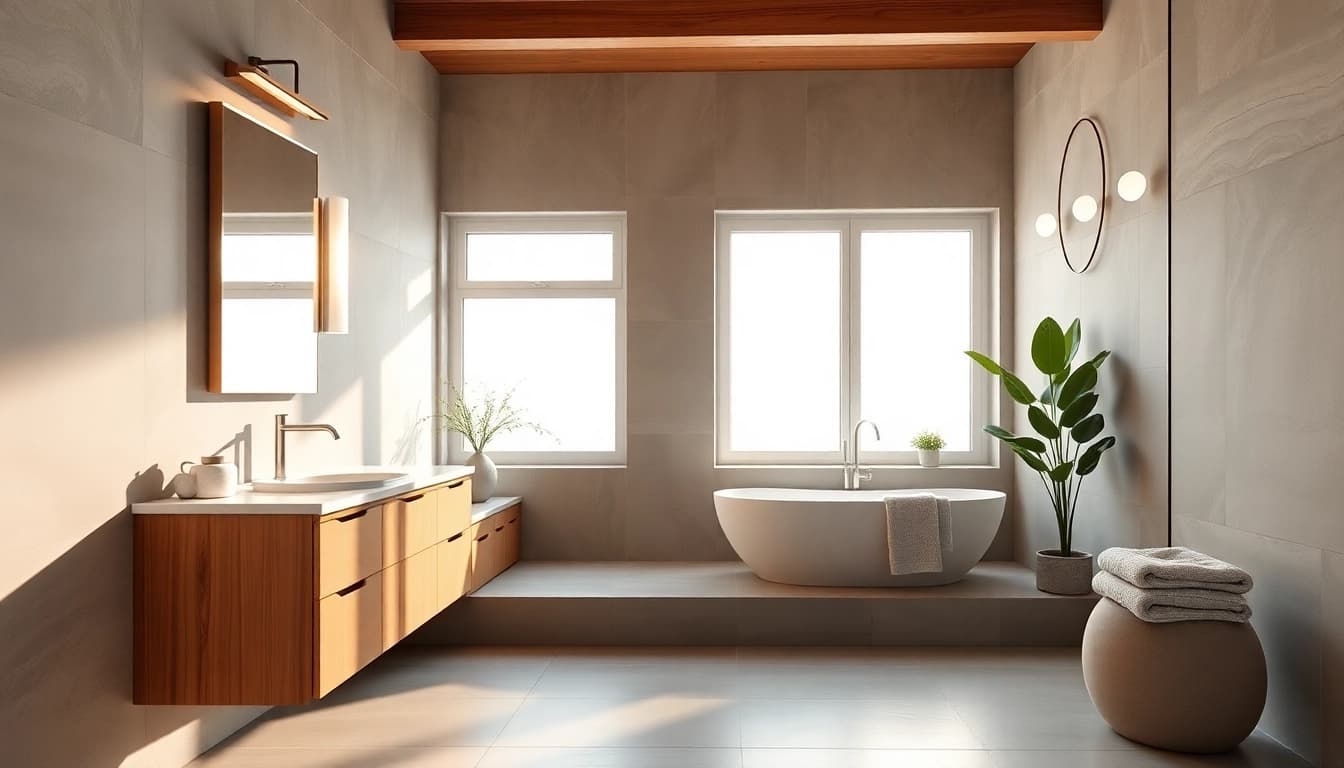 Revitalize your space with a stunning bathroom renovation near me showcasing modern design.