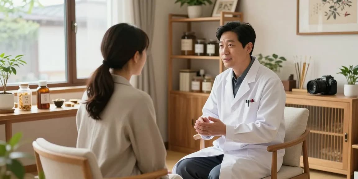 Consultation at 영통한의원 with expert guidance in a serene clinic.