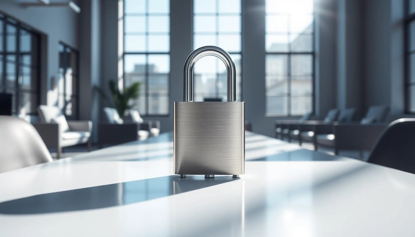Locksta sicherheitsschloss in einem modernen Büro mit minimalistischer Einrichtung.