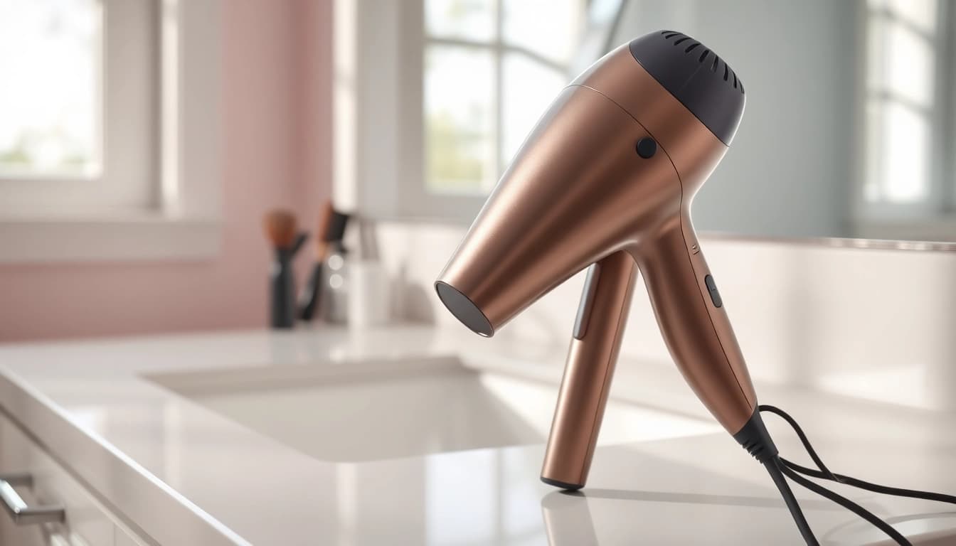 Enhance your styling routine with this hair dryer for fine hair, featuring a sleek design.