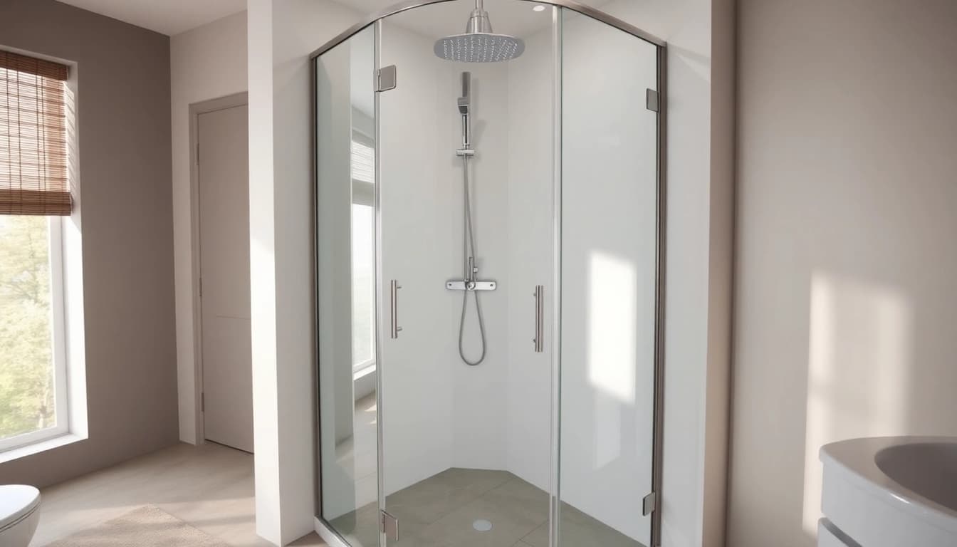 Admire the elegance of a cabine de douche italienne in a modern bathroom setting, featuring sleek design elements.
