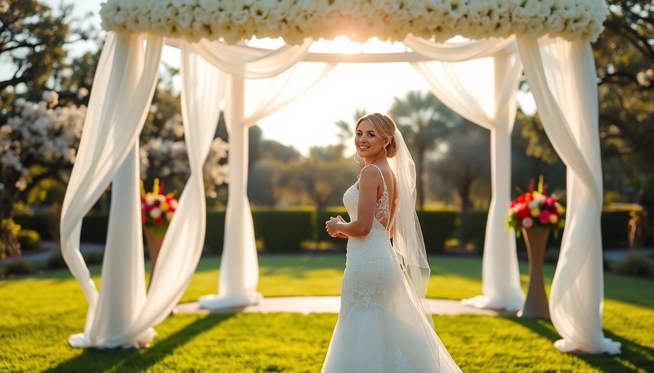 Couple exchanging vows at a beautiful Jacksonville Wedding Venue, surrounded by flowers.