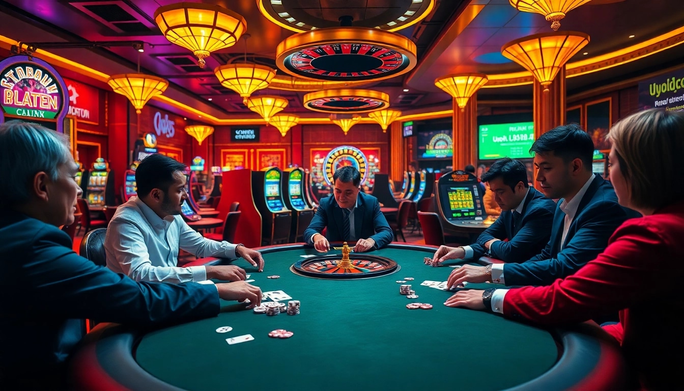 Experience the thrill of online gambling at UU88.com with vibrant casino tables and exciting poker games.
