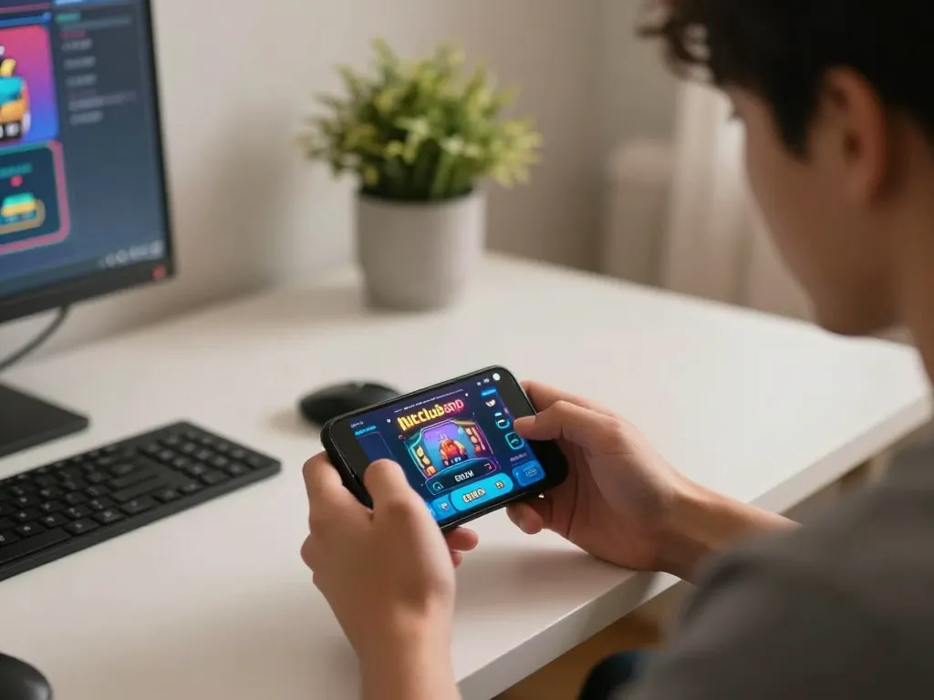 Engaging gameplay using the hitclubapk mobile app in a cozy gaming setup, capturing strategic moments in online gambling