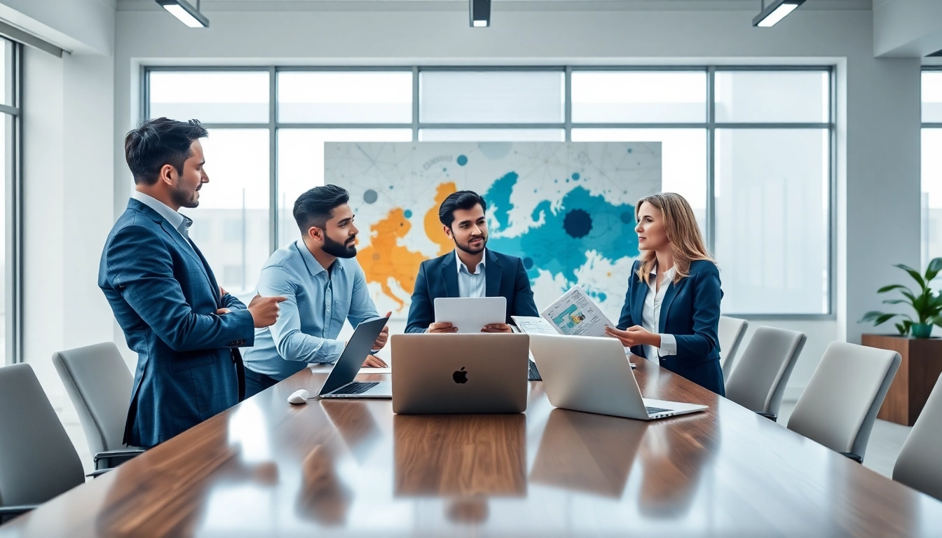Engaging team discussion on FCPA/DCAA/Flowdown/ITAR/EAR compliance in a modern office setting.