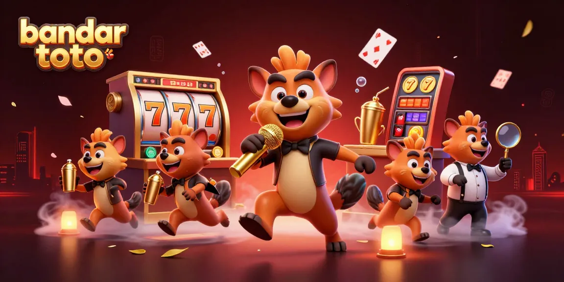 Engaging scene of a bandar toto game with hyenas in a casino setting featuring a comedian and bartender.