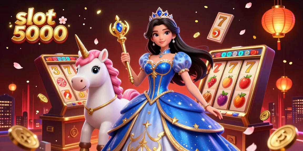 Experience the excitement of slot 5000 with vibrant casino visuals and gaming symbols.