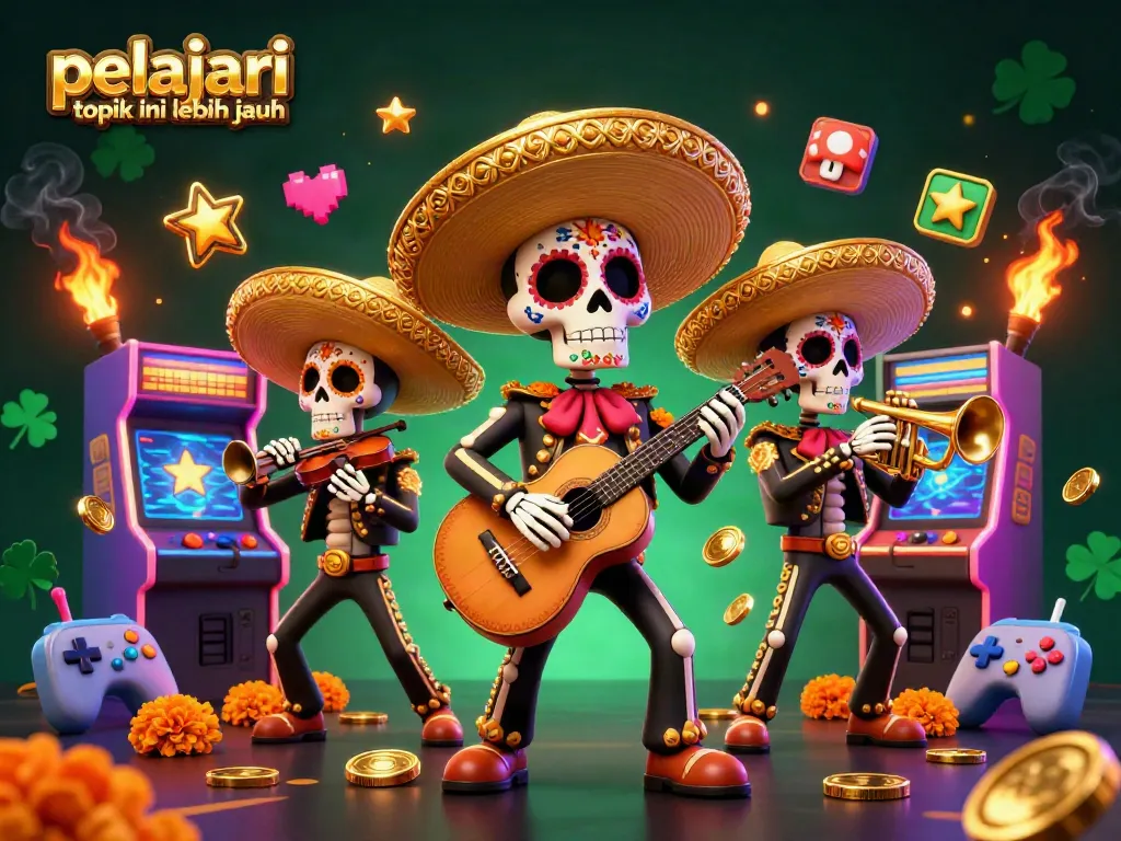 Pelajari topik ini lebih dalam dengan ilustrasi kasino ceria yang dipenuhi mariachi dan mesin permainan 3D.