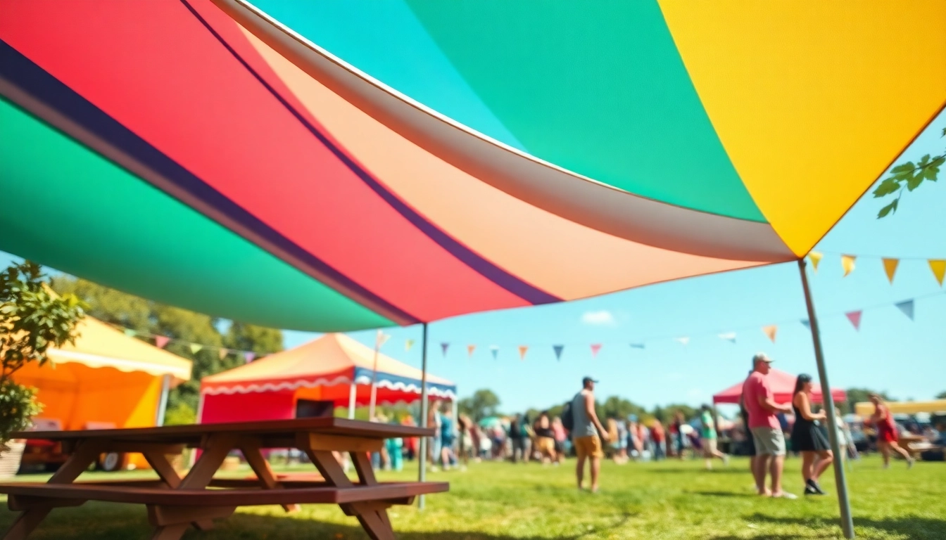 Setting up a pop up canopy during a sunny outdoor event, providing shade.