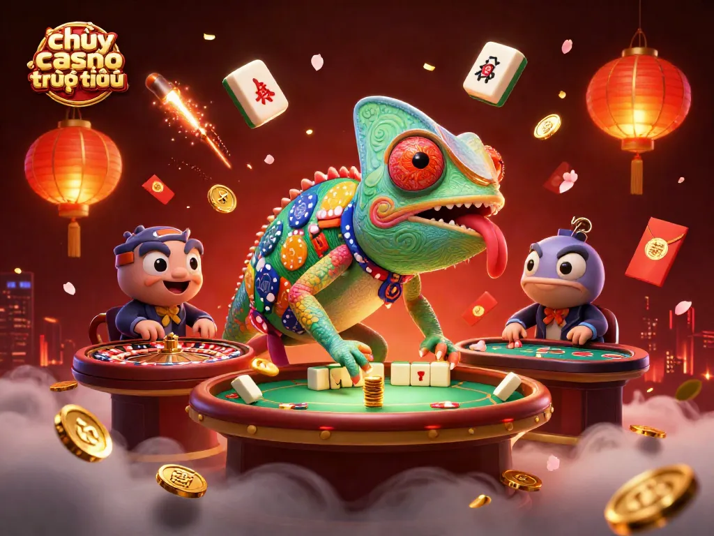 Chơi casino trực tuyến trên điện thoại với hình ảnh chameleon chủ sở hữu sòng bạc và các yếu tố thú vị khác