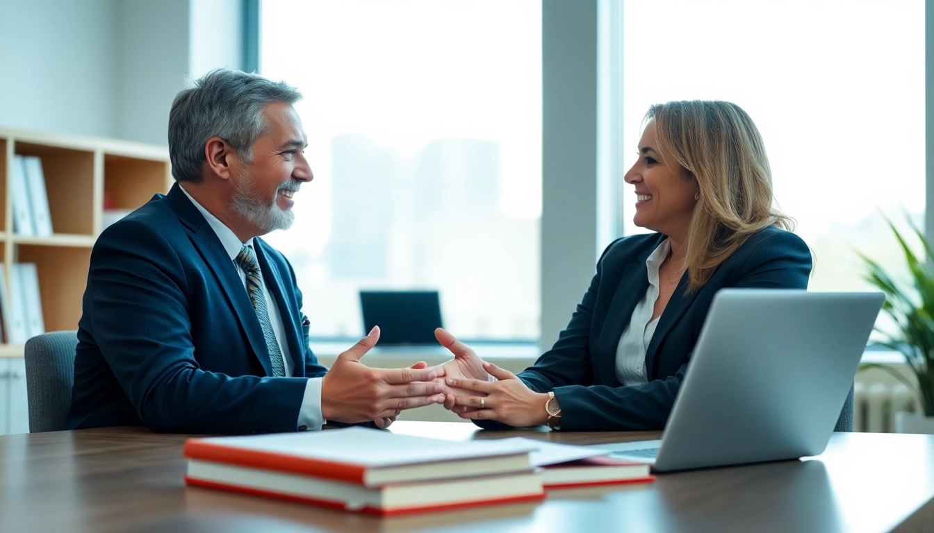 Clearwater truck accident attorney consulting with a client in a professional office, showcasing expertise.