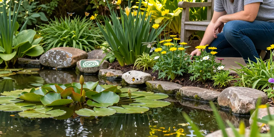 Discover British Pond Plants in a serene garden setting with vibrant lily pads.