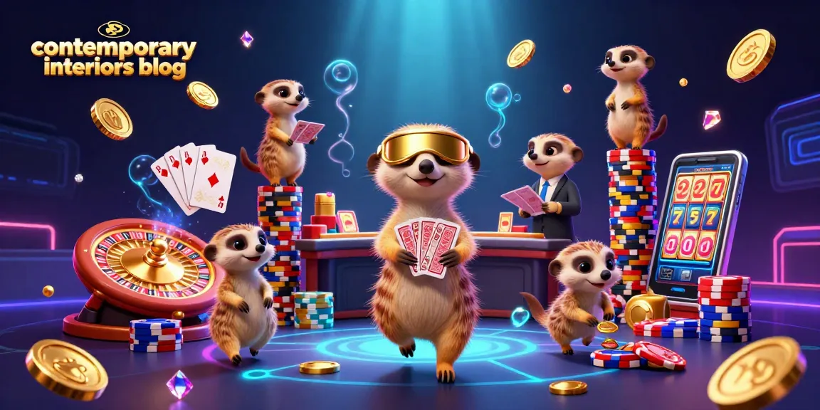 Engage with the vibrant casino scene of our contemporary interiors blog featuring meerkat dealers and dynamic game elements.