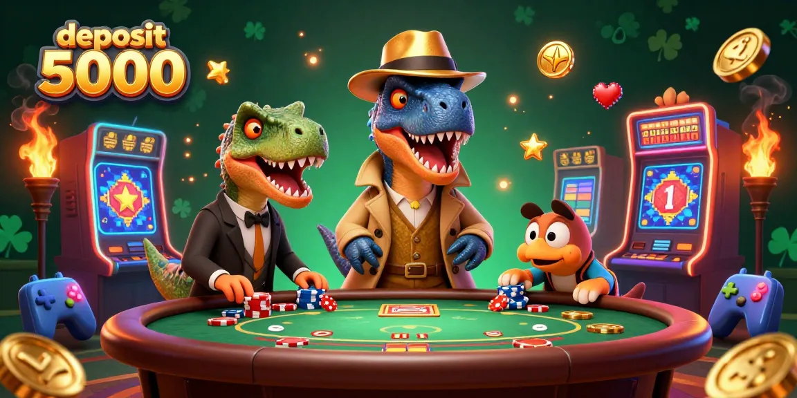 Experience the thrill of deposit 5000 at this vibrant casino scene with playful characters.
