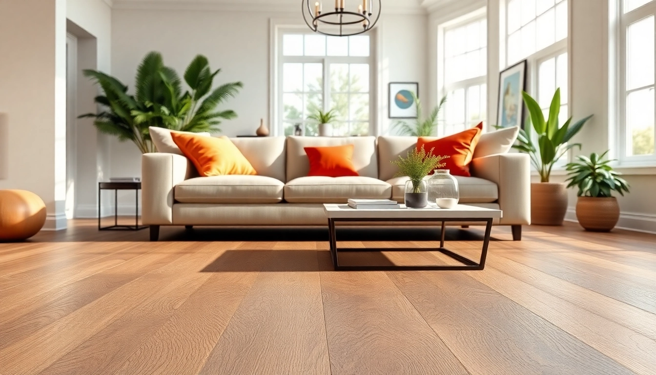 Enhance your space with luxury vinyl flooring showcasing elegant patterns and textures in a modern living room.