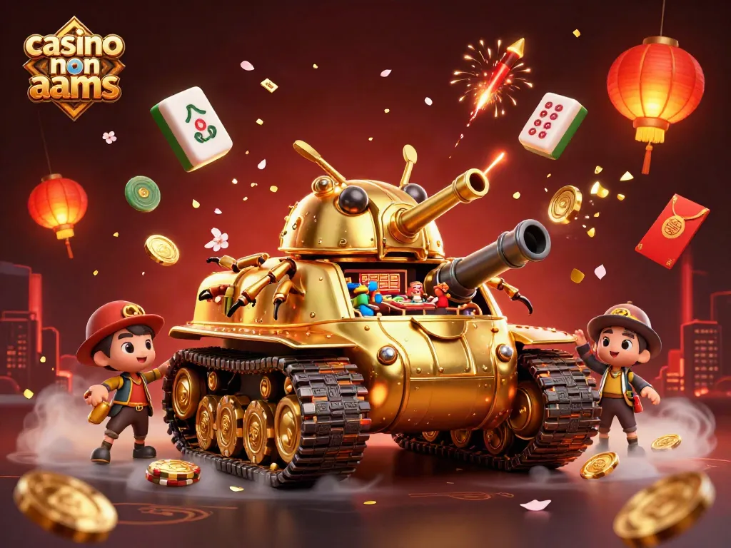 Scopri l'azione dei casinò non AAMS con una scena coinvolgente di un carro armato d'oro.