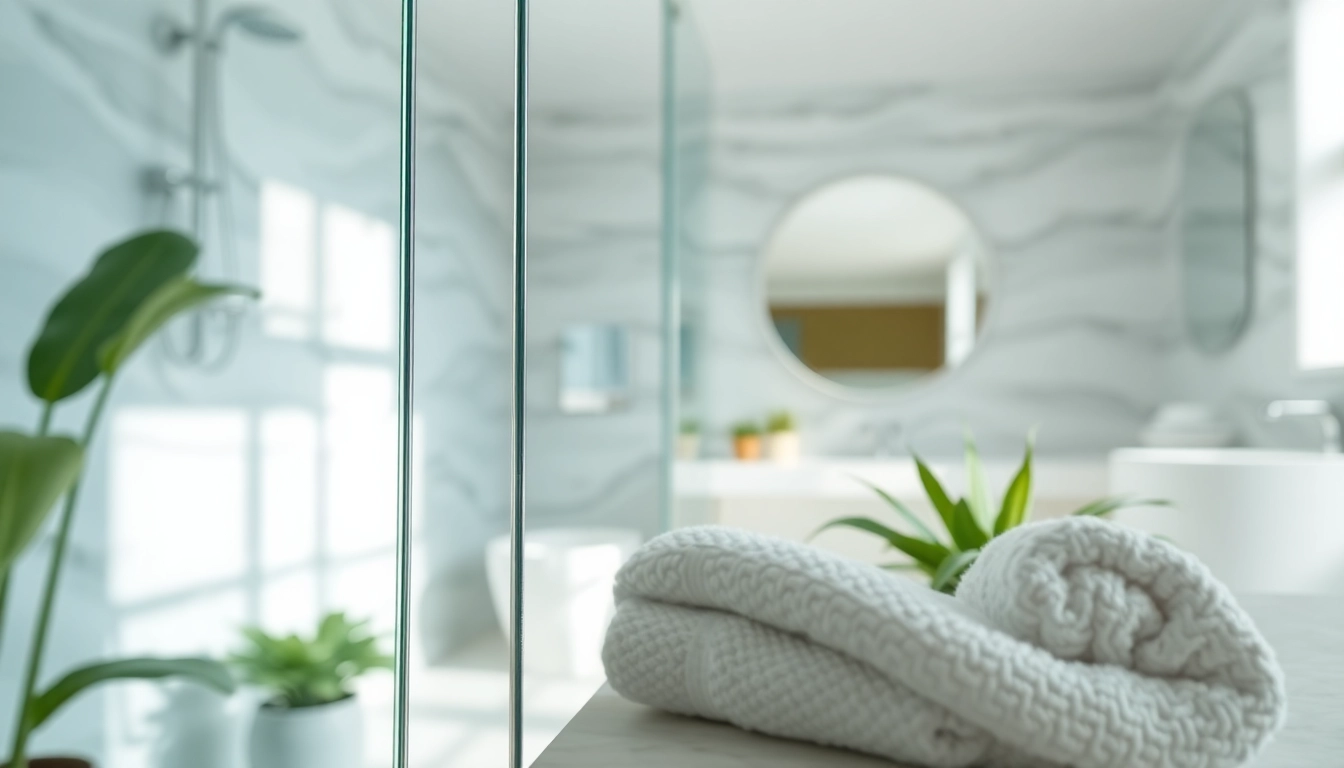 Display of semi-frameless shower screens highlighting clarity and elegance in a modern bathroom.