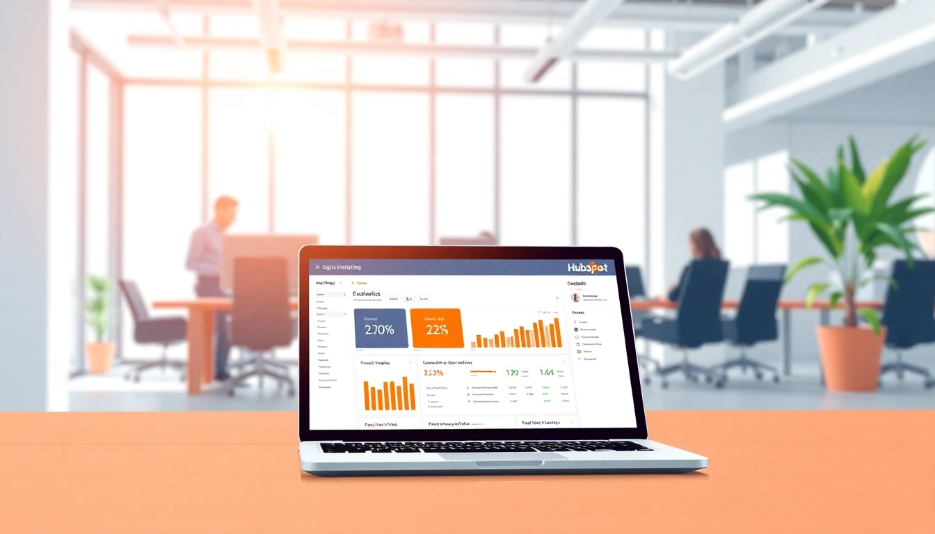 Engaging visualization of HubSpot free tools displayed on a laptop, fostering productivity and collaboration.