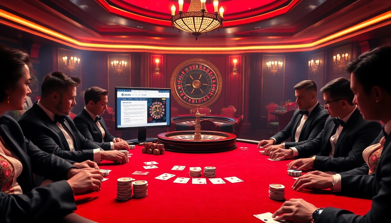 Engaged gamblers at a luxurious poker table while exploring hidden wiki onion resources.