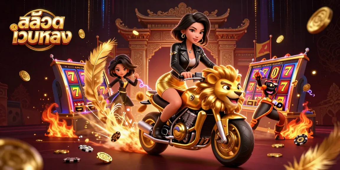 Experience the excitement of สล็อตเว็บตรง with a glamorous character in a dynamic casino scene.
