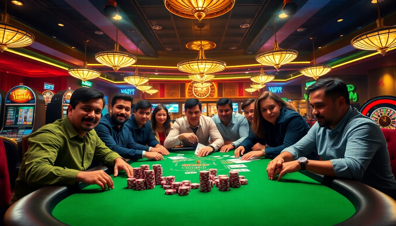 Players engaging in high-stakes poker at XX88.nl, featuring vibrant casino elements and thrilling atmosphere.