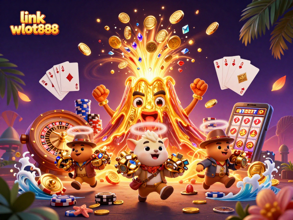 Permainan slot seru di link wslot888 dengan volcano berisi harta karun dan koin emas!