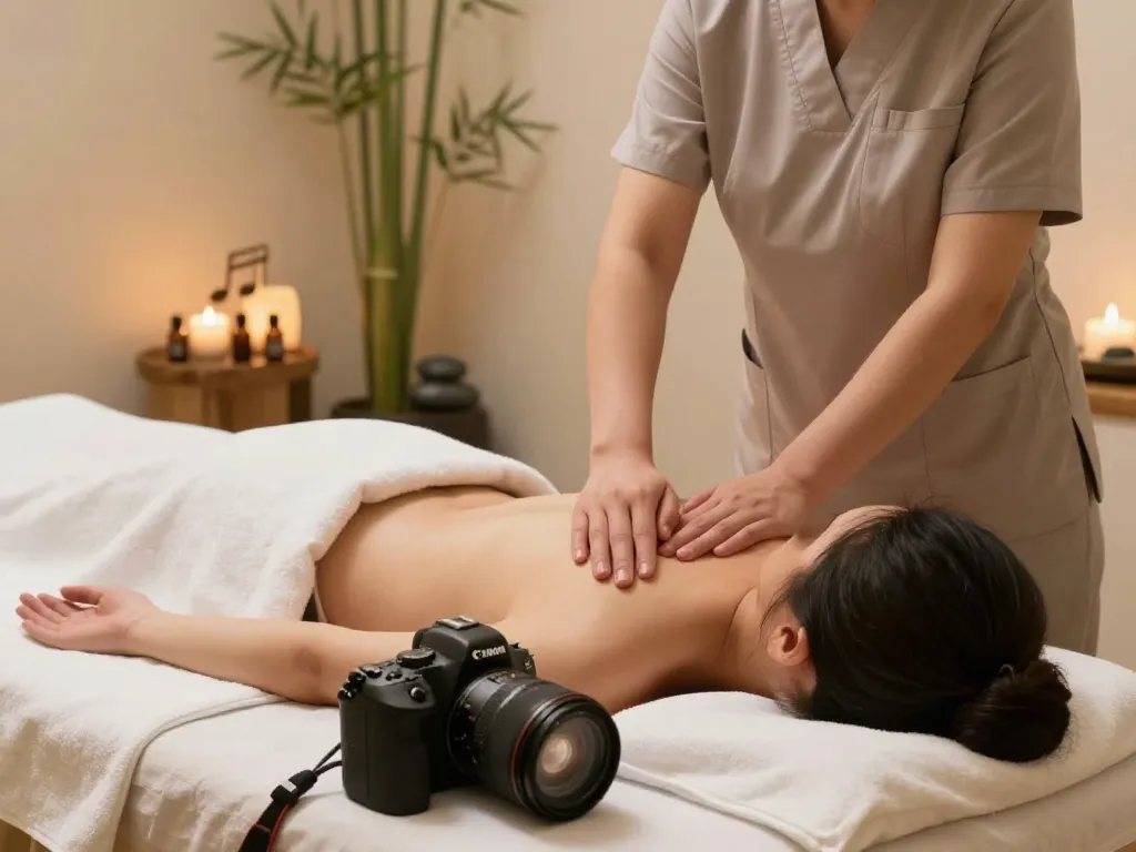 대구마사지 treatment in a serene wellness studio with calming ambiance.