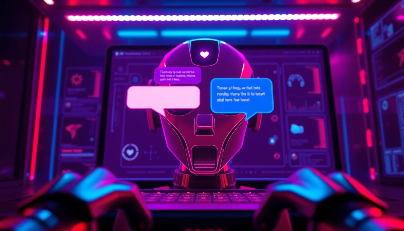 Engaging scene showcasing a modern interface of an nsfw ai chatbot, highlighting advanced features and vibrant aesthetics.
