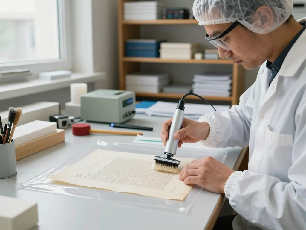 Address for plastic lamination removal service ensuring document safety in professional restoration workshop.