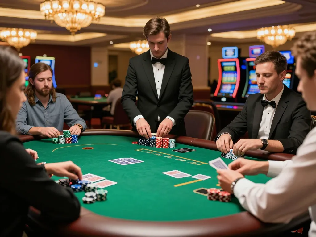 Players strategizing at the 58win poker table, showcasing engaging casino gameplay.