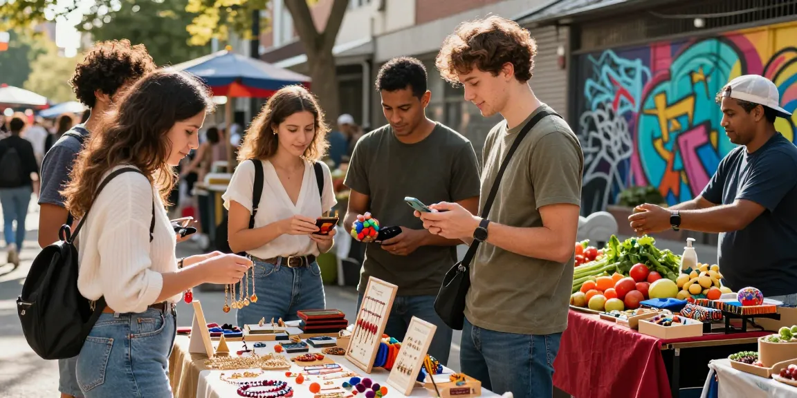 Diverse friends shopping at outdoor marketplace, exploring local products and enjoying vibrant atmosphere at https://forumup.org/shop/search.php?ca_id=&addr1=&addr2=&addr3=&schKeyword=.