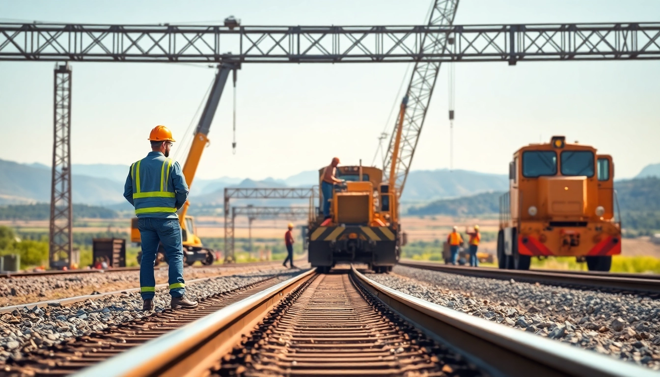 Railroad Contractors USA working diligently on infrastructure development in a vibrant construction scene.