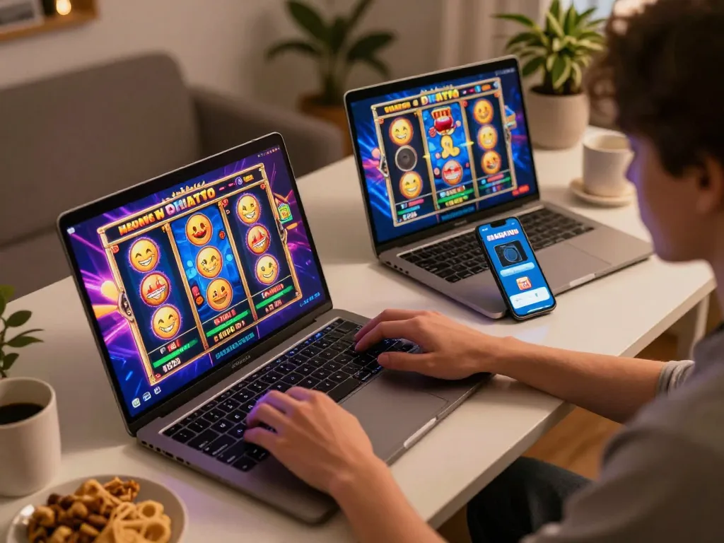 Excitedly engaging with HARGATOTO slot games for winning strategies while managing bankroll.