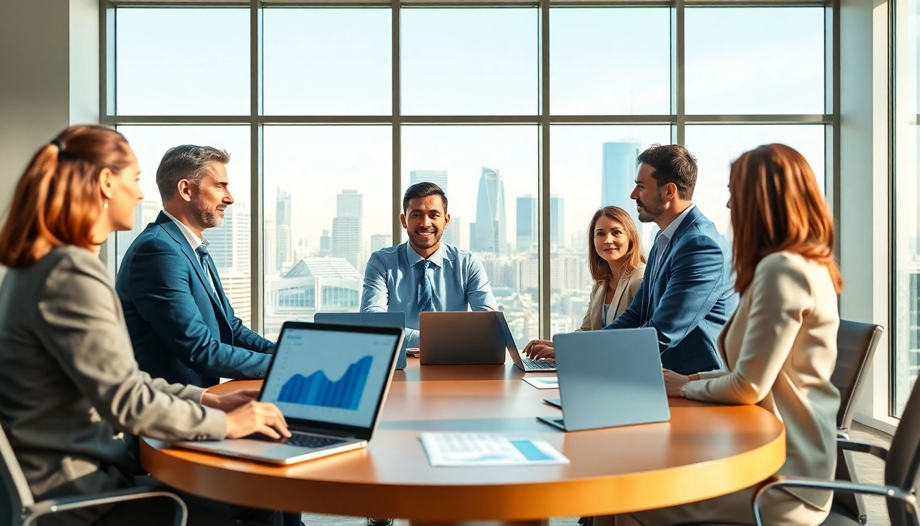 Analyze sales opportunities by industry in a vibrant business meeting setting with diverse experts.