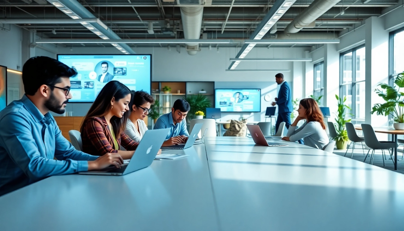 Engaged team utilizing an ai assistant for enterprise teams in a modern workspace with digital tools.