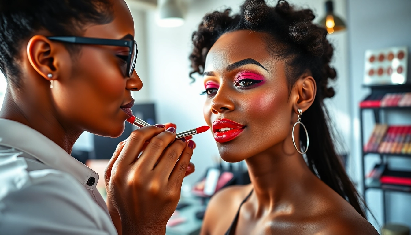 Showcasing vibrant colors in makeup wholesale application process.