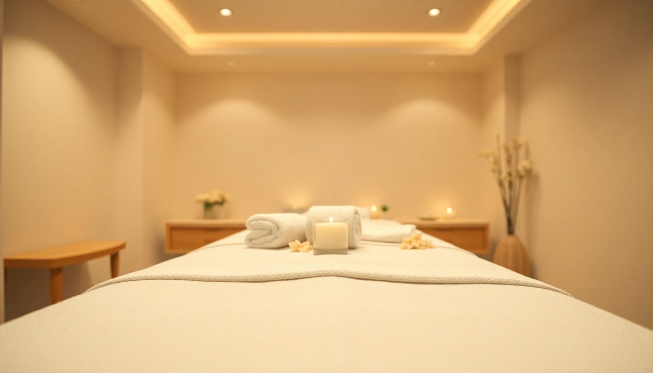 Relaxing 서울출장마사지 spa environment with an inviting massage table and calming ambiance.
