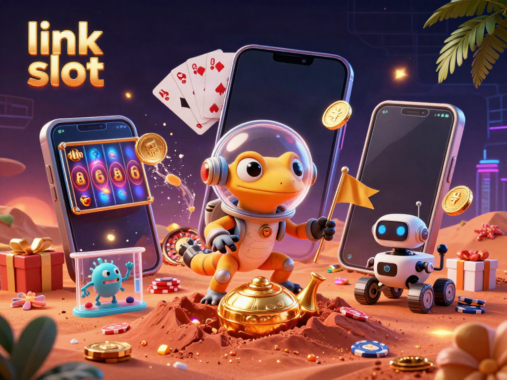 Permainan slot menarik di link slot dengan gecko Mars yang menemukan kasino emas dan robot sahabatnya