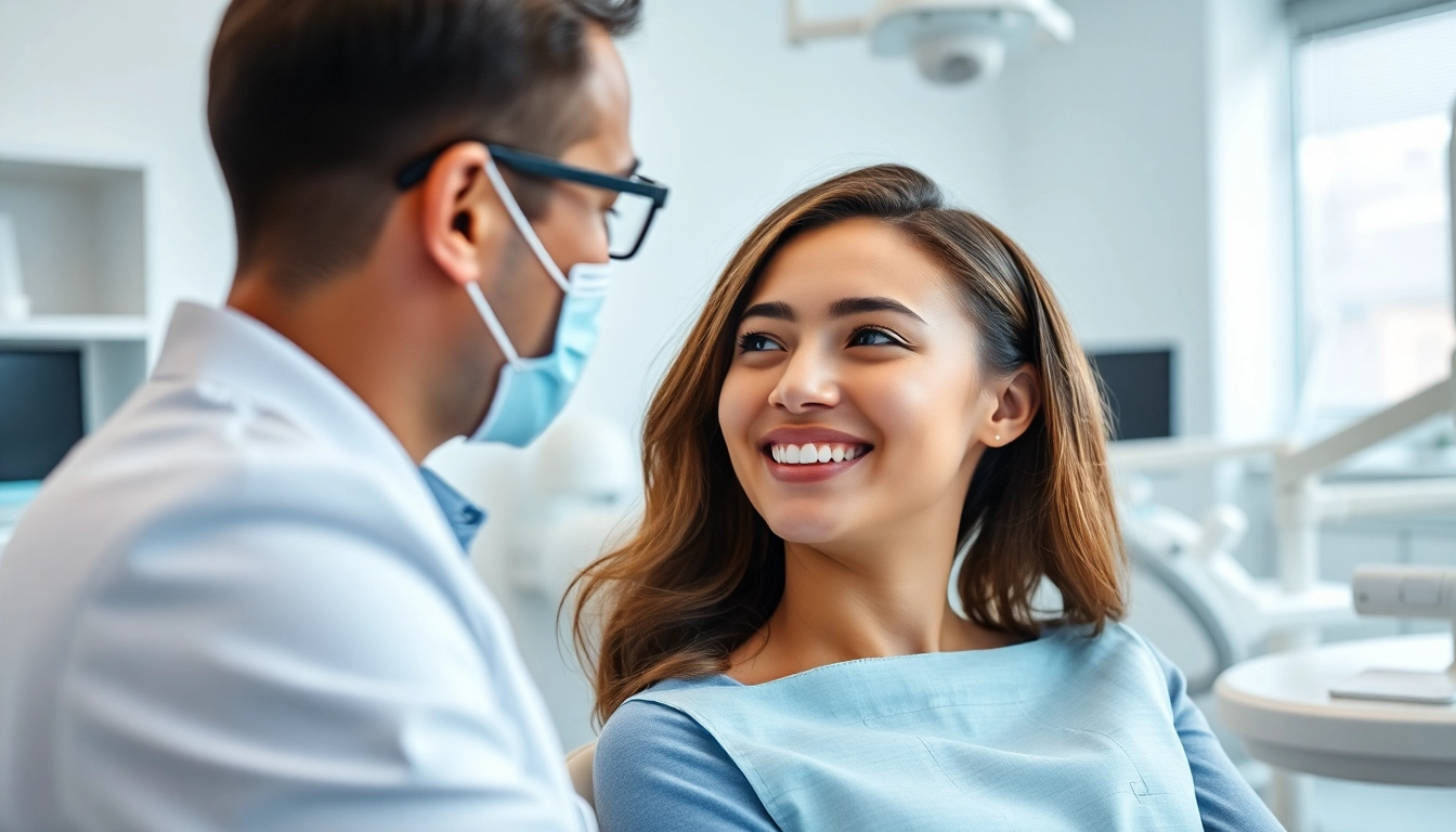 Experienced edmonton orthodontist consulting with a patient in a modern dental clinic.