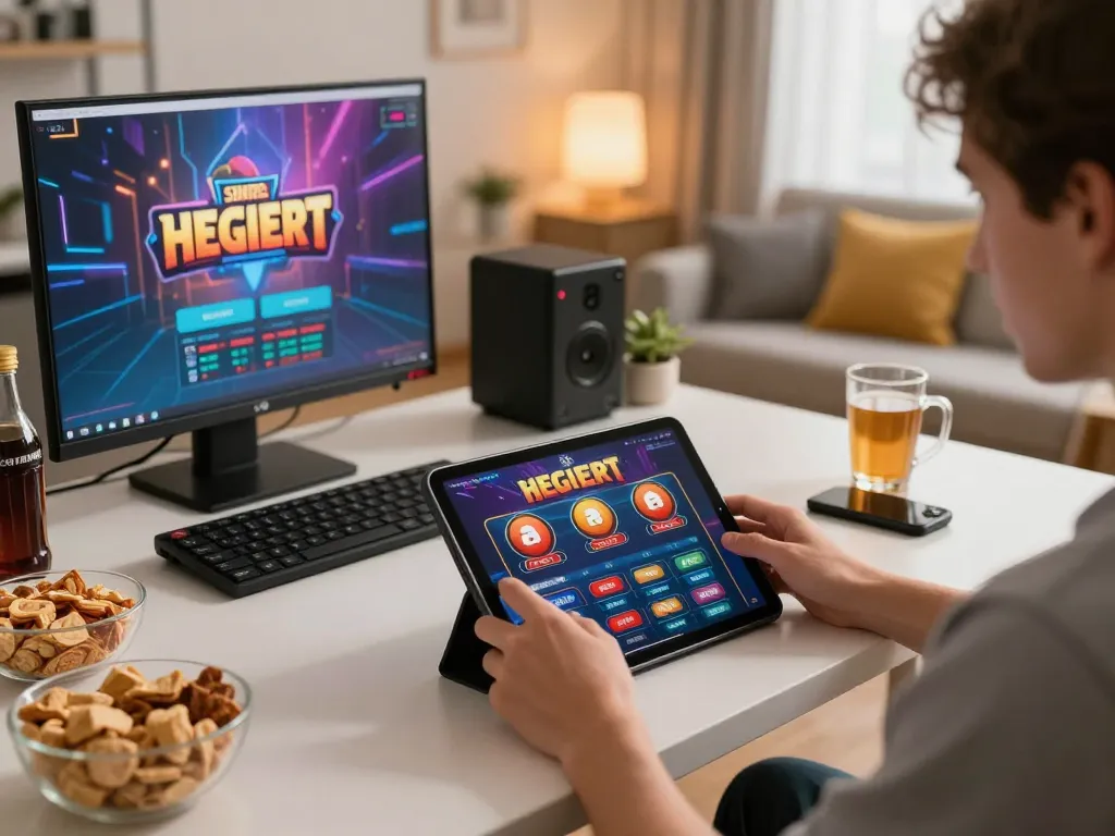 Engage in exciting gameplay at casino senza registrazione on a tablet in a cozy home setup.
