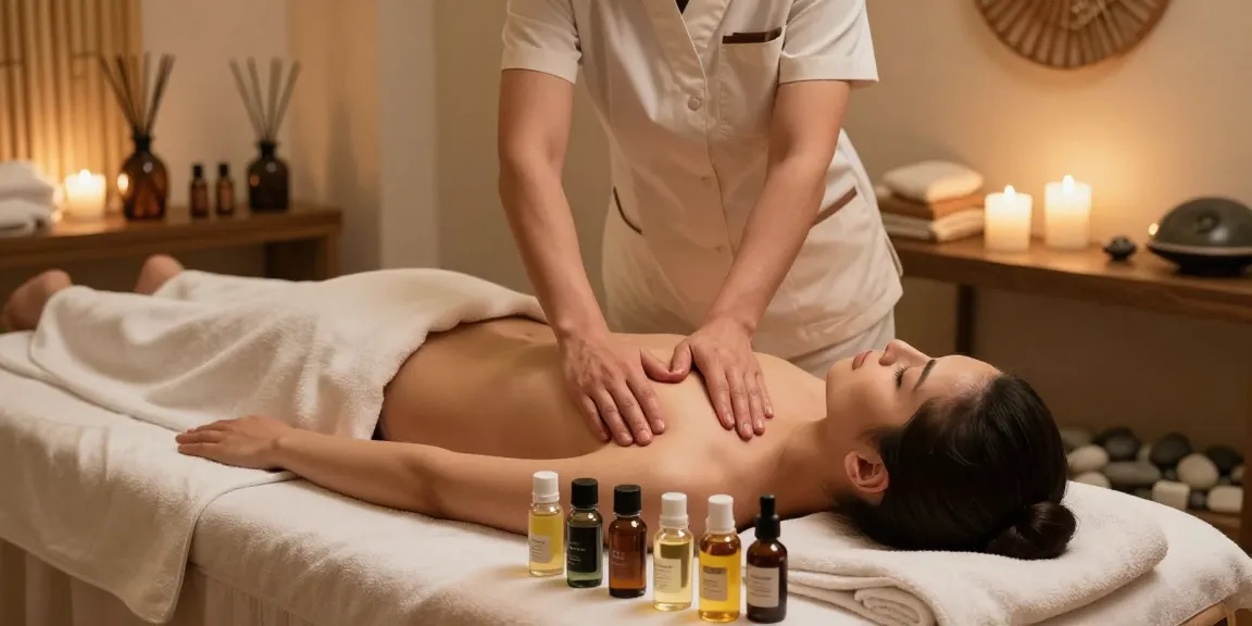 Swedish massage therapy session in a tranquil spa setting with essential oils and soothing ambiance.