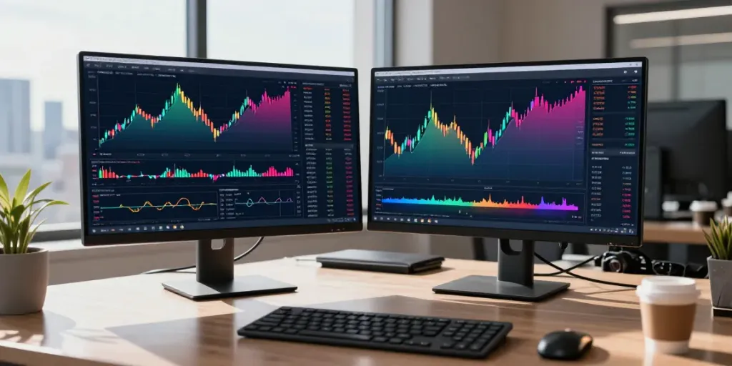 Trader actively engaging with MetaTrader 5 platform in a modern workspace