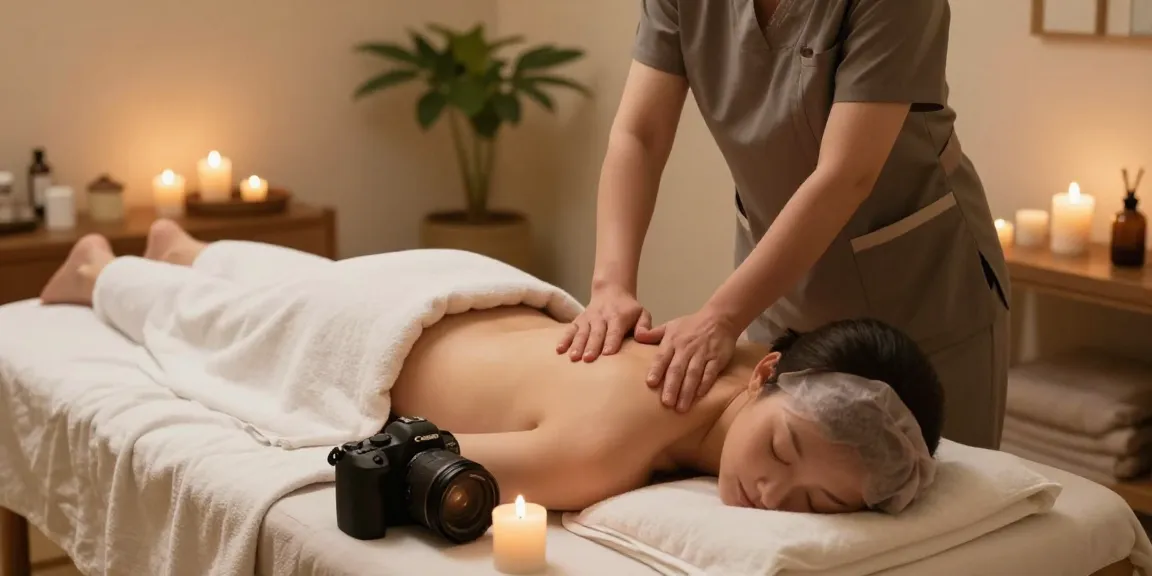 Relaxing 창원마사지 scene with calming atmosphere and professional therapist.