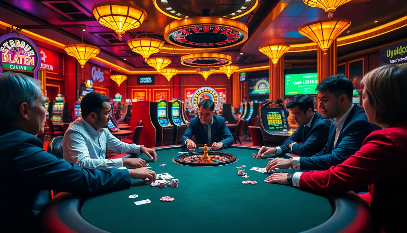 Experience the thrill of online gambling at UU88.com with vibrant casino tables and exciting poker games.