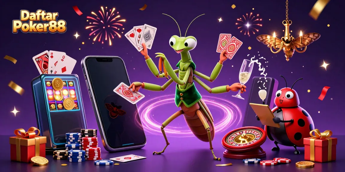 Experience the excitement of Daftar Poker88 with a vibrant illustration of poker action featuring unique characters.