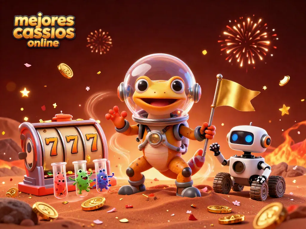 Juega en los mejores casinos online mientras un gecko marciano descubre un casino dorado en Marte.