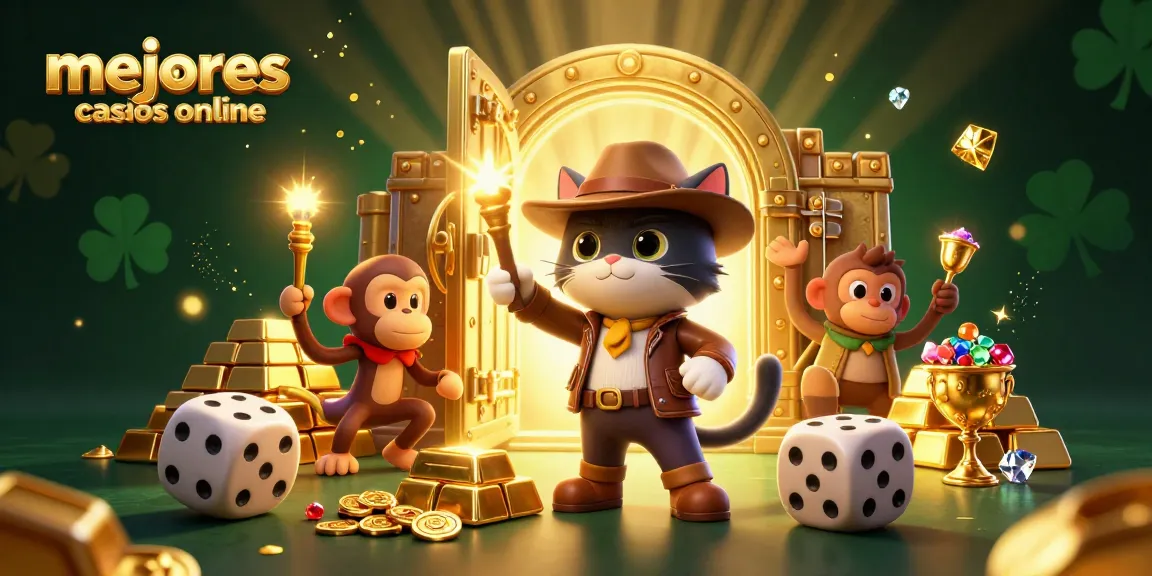 Gana en los mejores casinos online con un explorador descubriendo tesoros en un templo lleno de diversión.