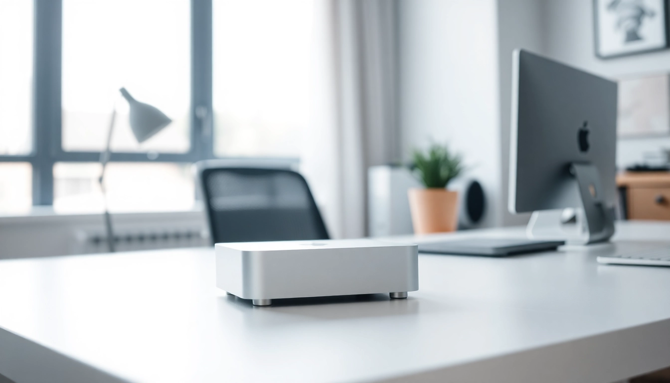 Usando el Mac Mini M2 en un entorno de trabajo moderno y minimalista.