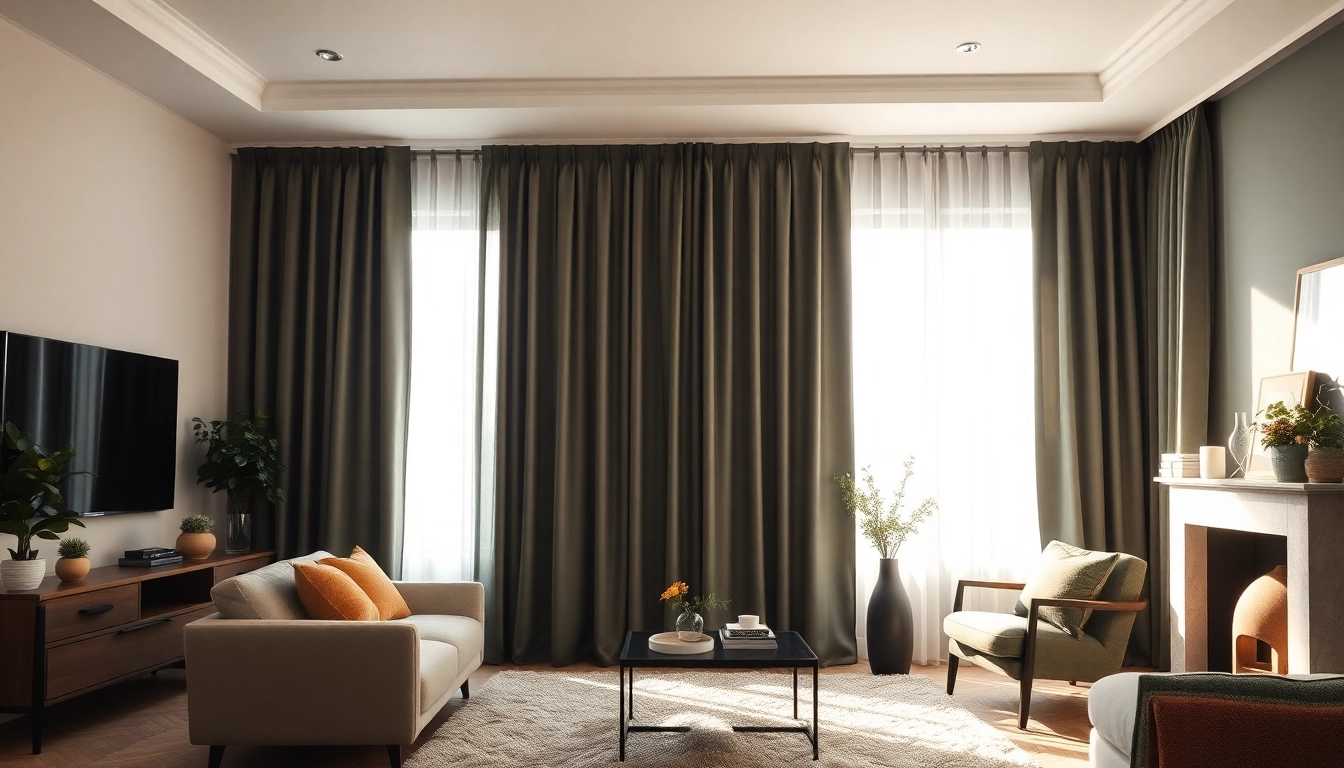 Verduisterende gordijnen die een stijlvolle en comfortabele sfeer creëren in een woonkamer.
