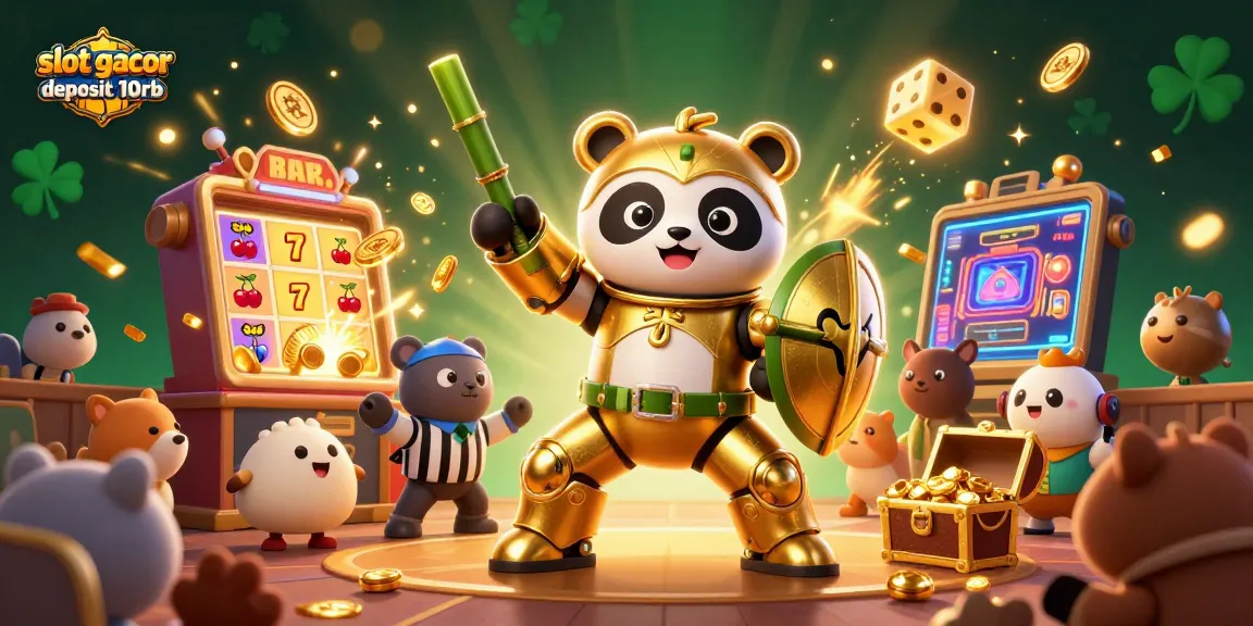 Experience thrilling wins with slot gacor deposit 10rb in this vibrant casino adventure illustration.